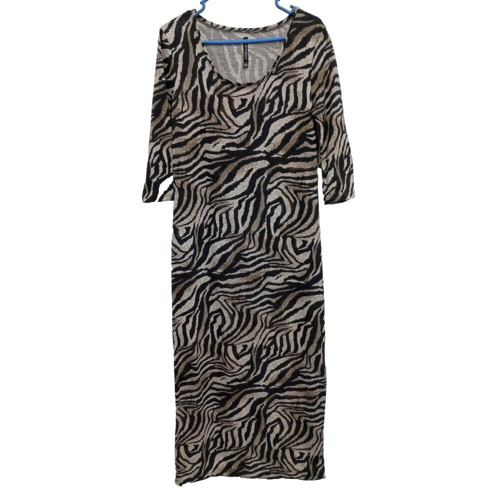W118 By Walter‎ Baker Womens Maxi Sweater Dress Medium Black Animal Print Modest
